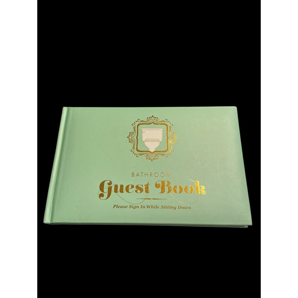Knock Knock Bathroom Guest Book Mint Green Hardcover Gold Foil Funny Gift Humor